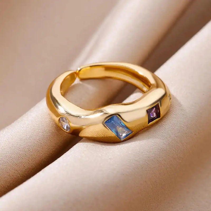 Cosmic Gemstone Chunky Band Rings