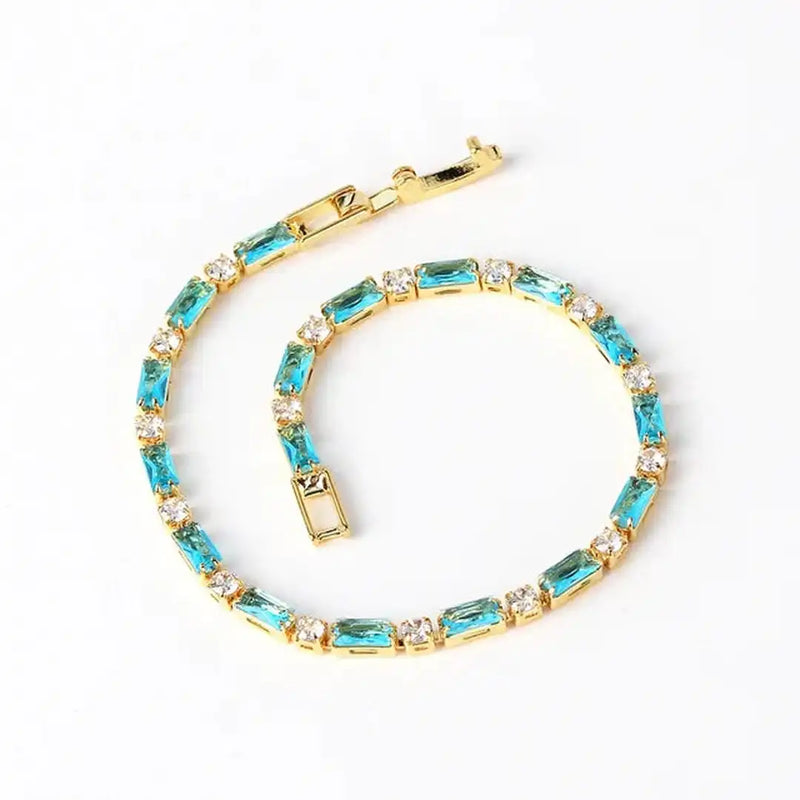 Gold Zircon Turquoise Stone Bracelet