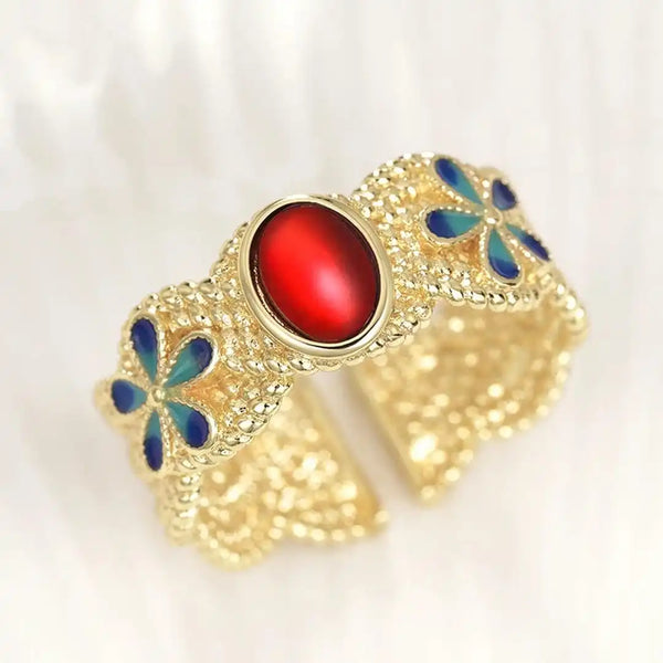 Classic Gold Floral Cuff Ring
