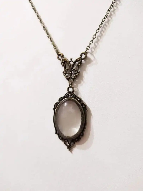 Antique Oval Glass Medallion Necklace