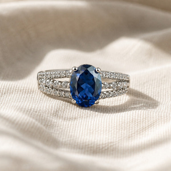 Split Band Zirconia Silver Ring