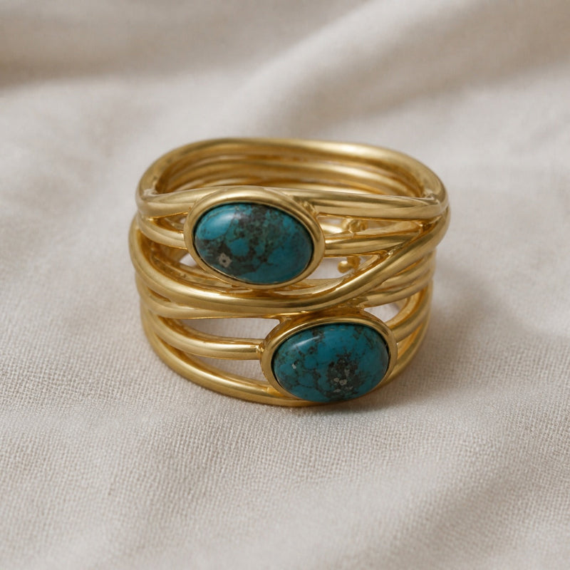 Turquoise Inlay Gold Wrap Ring