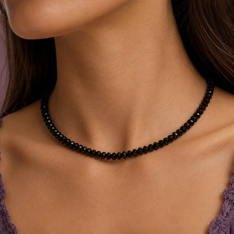 Radiant Black Beaded Necklace