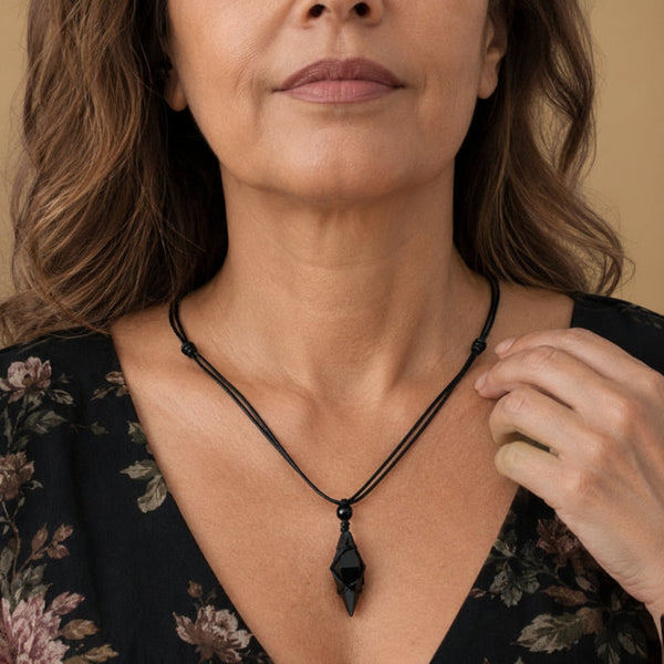 Radiant Obsidian Pendant Necklace