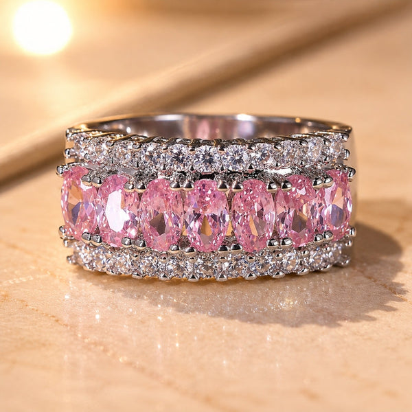 Oval Zirconia Cluster Ring