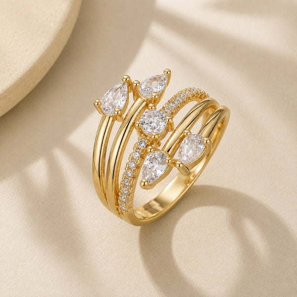 Radiant Geometric Zirconia Ring