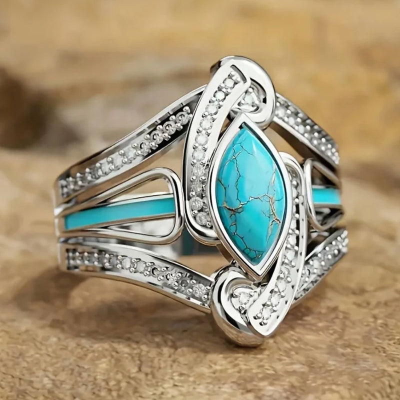 Turquoise Marquis Statement Ring