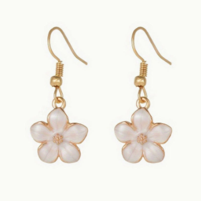 Flower Pearl Dangling Earrings