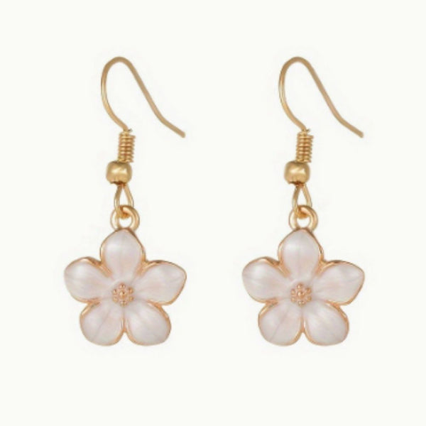 Flower Pearl Dangling Earrings