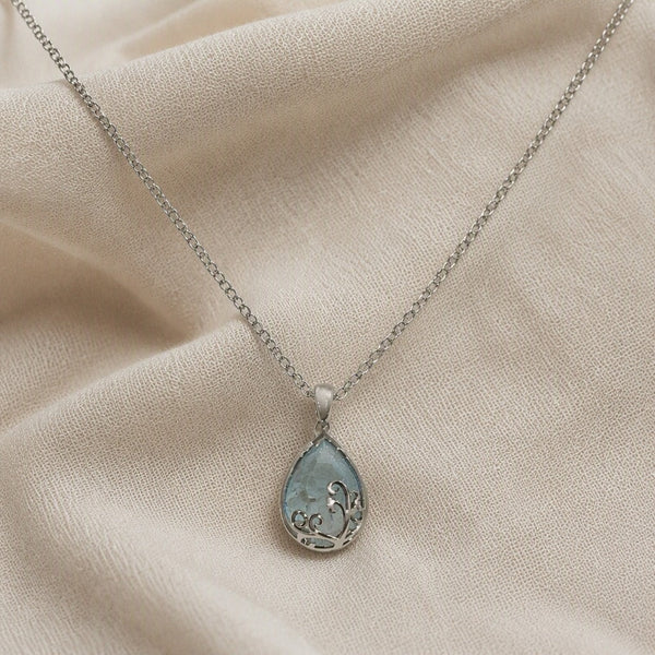 Vintage Silver Swirl Teardrop Necklace