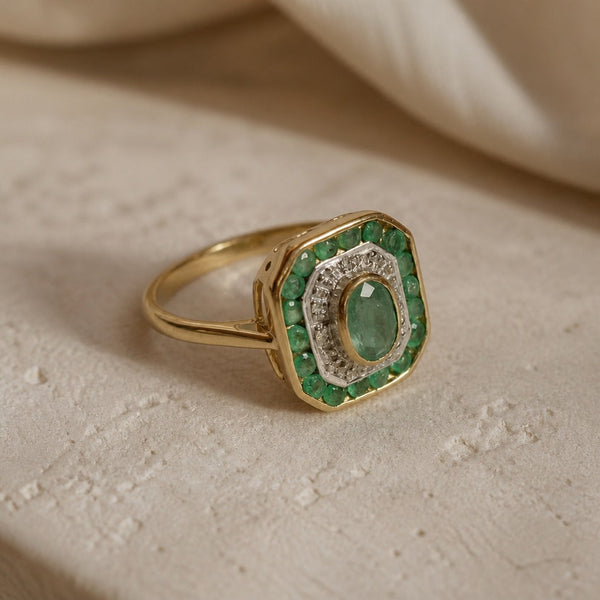 Vintage Teal Zirconia Ring