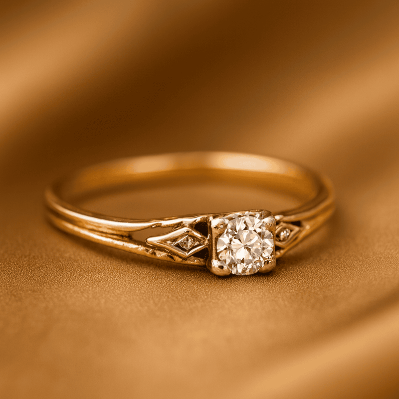 Classic Vintage Gold Zirconia Ring
