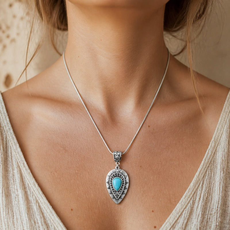 Water Drop Turquoise Pendant Necklace