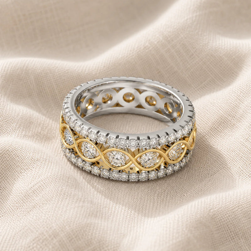 White Gold Double Row Zirconia Ring