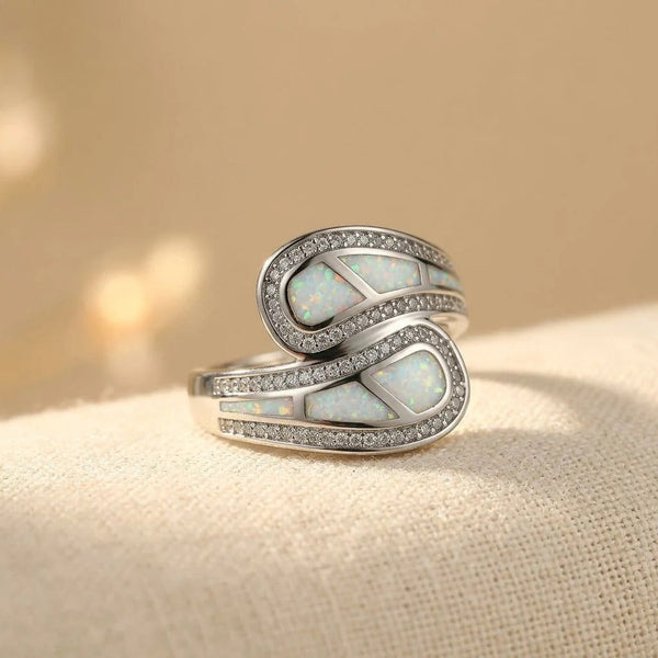 White Opal Stone Zirconia Ring