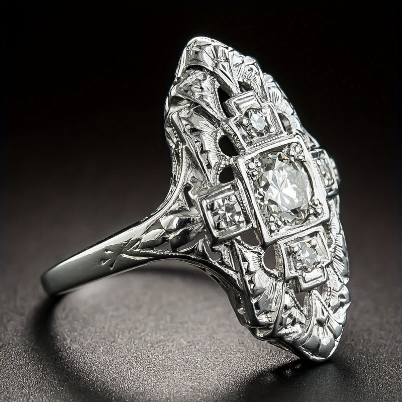 Vintage Hollow Inlay Zirconia Ring