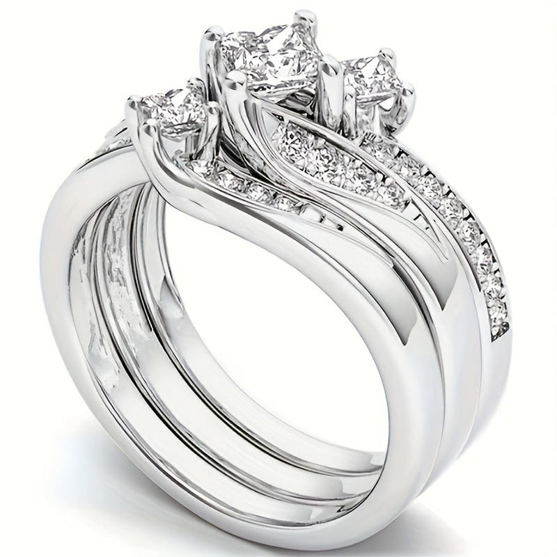 Princess Cluster Ring Set