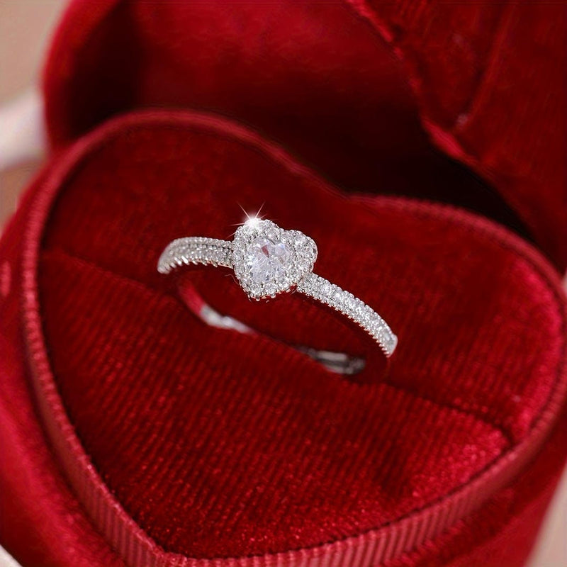 Heart Halo Crystal Promise Ring
