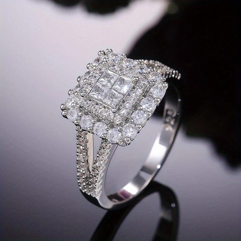 Square Shape Zirconia Wedding Ring