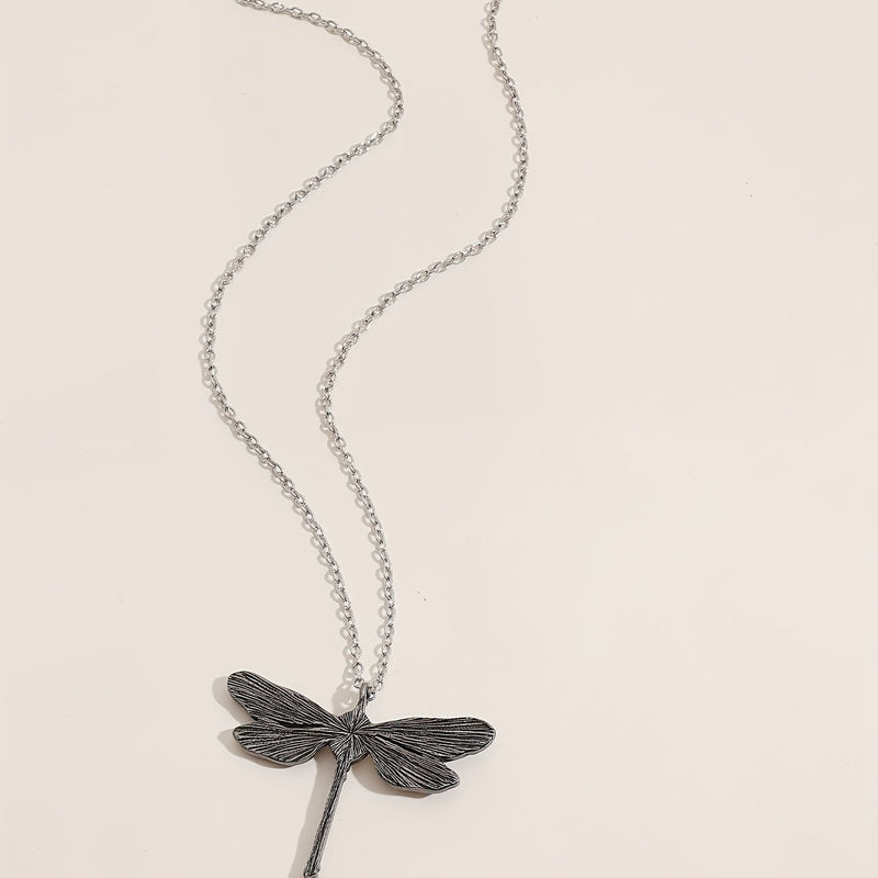 Vintage Dragonfly Pendant Moonstone Necklace