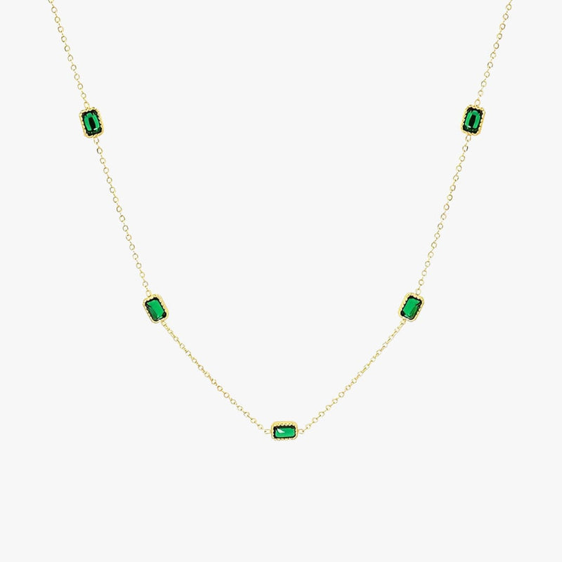 Gold Chain Green Stone Necklace