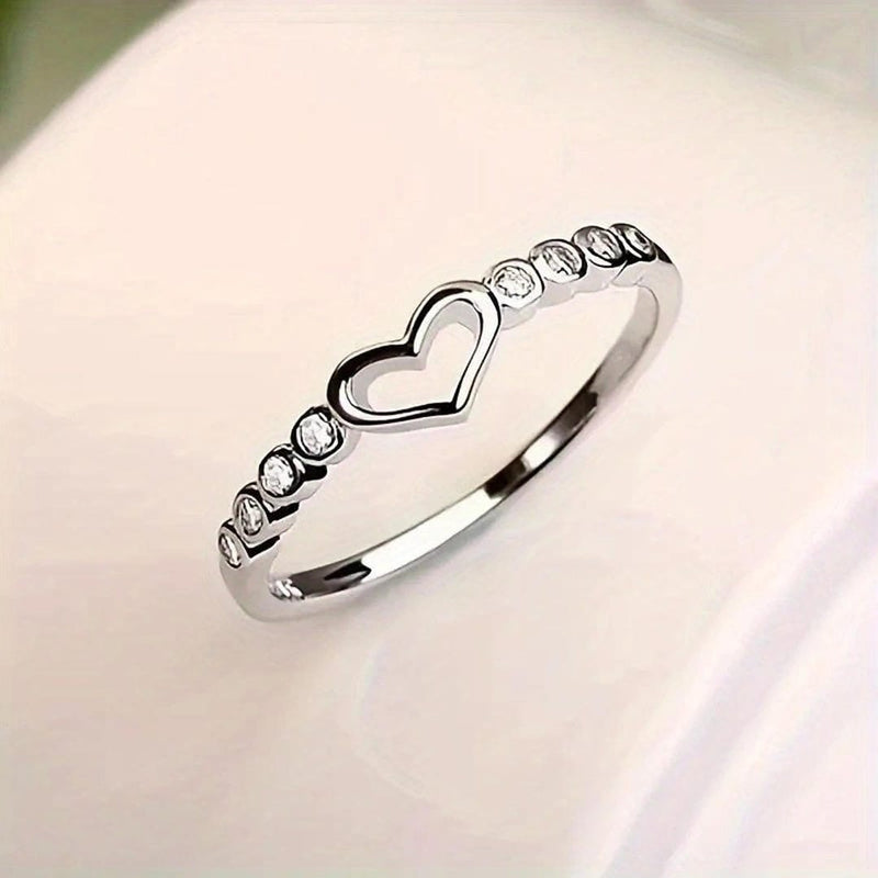 Open Heart Crystals Accent Ring