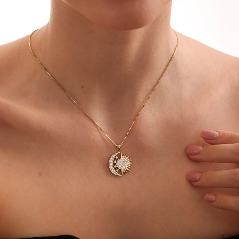 Moon and Sun Pendant Necklace