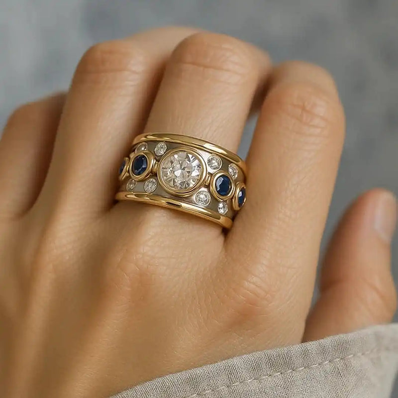 Vintage Cubic Zirconia Inlaid Ring