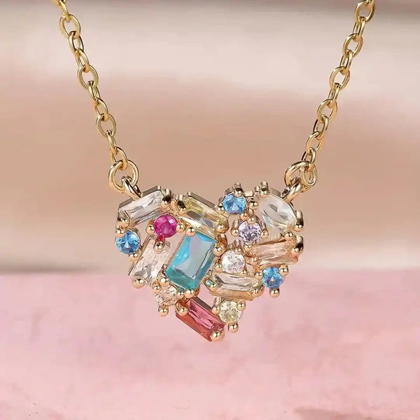 Colorful Gleam Heart Necklace