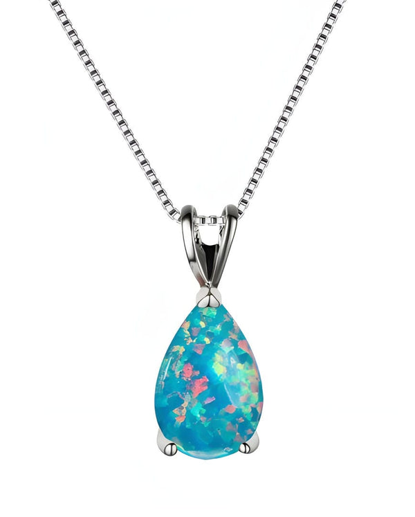 Azure Opal Teardrop Necklace