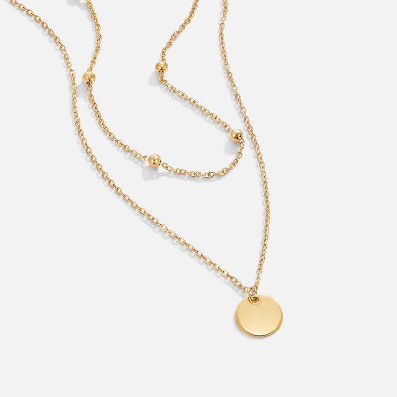 Layered Gold Disc Pendant Necklace