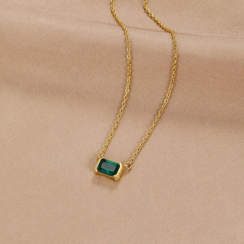Green Emerald Golden Necklace