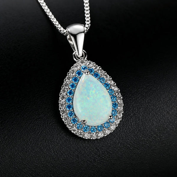 Crystal Blue Opal Necklace