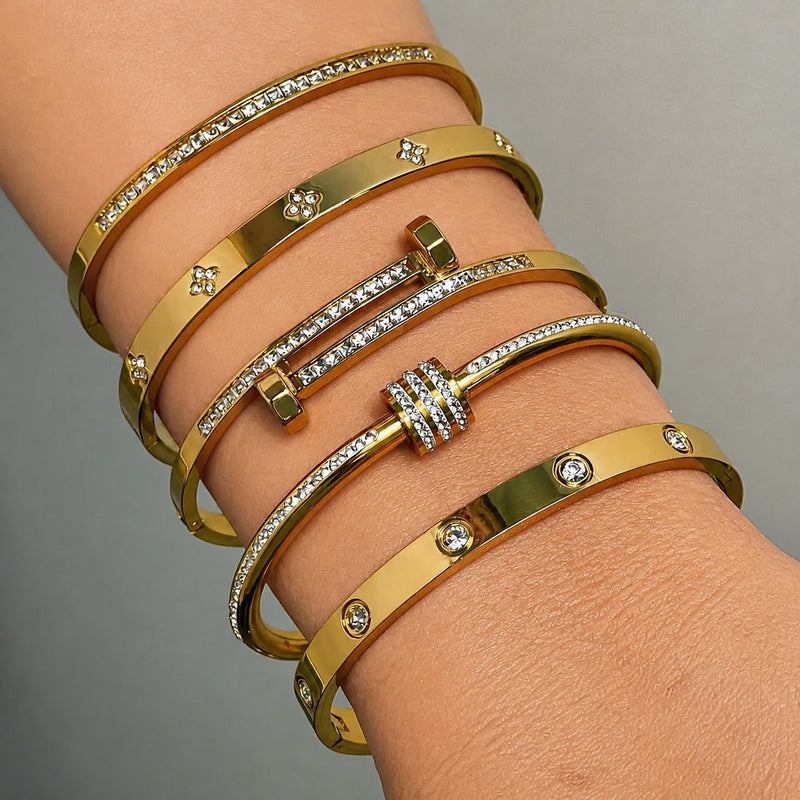 Gold Crystal Statement Bracelets