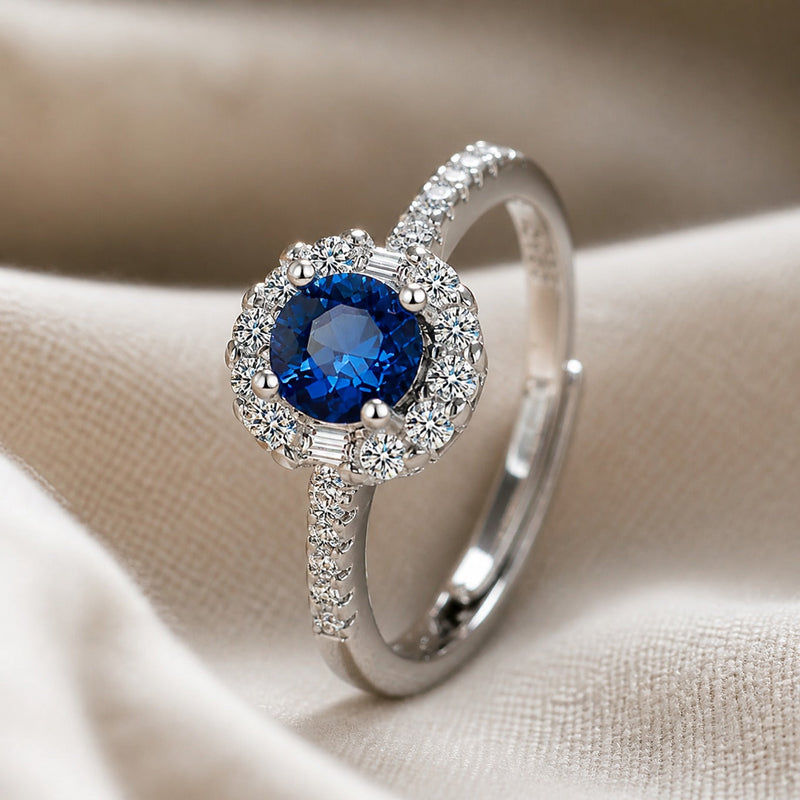 Sterling Sapphire Adjustable Ring