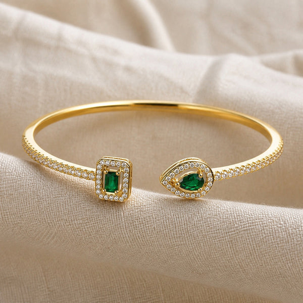 Emerald Polygon Bangle Bracelet