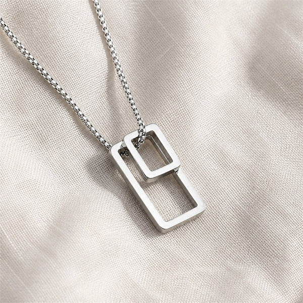 Geometric Rectangle Pendant Necklace