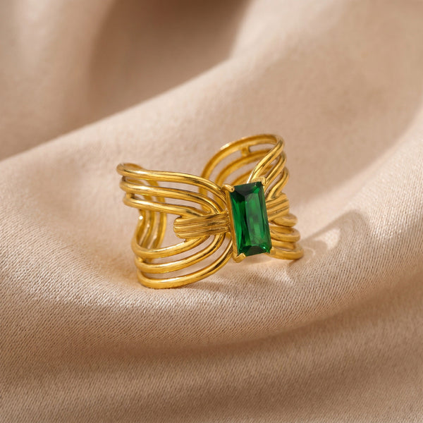 Emerald Essence Twist Ring