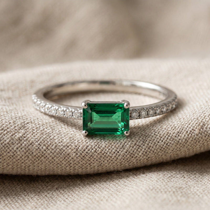 Emerald Aurora Silver Ring