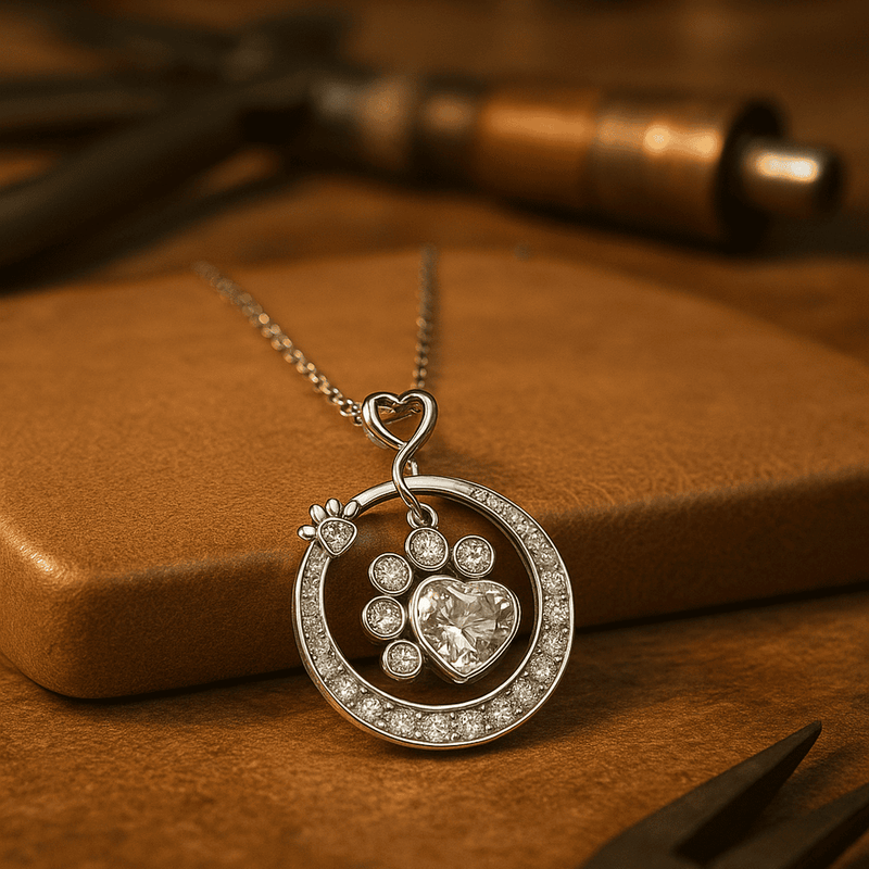 Paw Print Cubic Zirconia Necklace