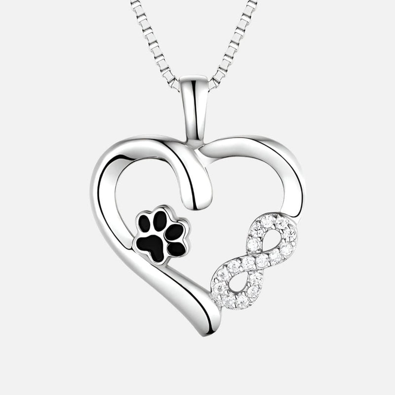 Infinity Charm Paw Heart Necklace
