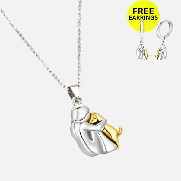 Hug Pendant Necklace + Free Earrings