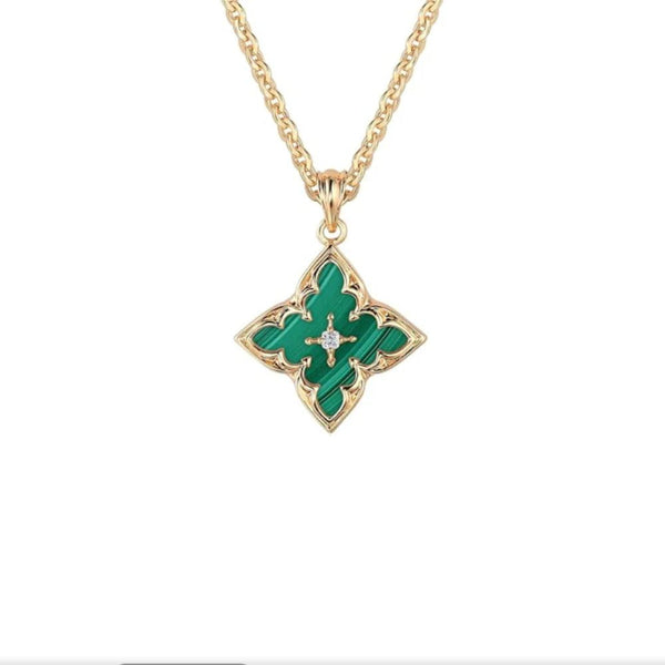 Emerald Clover Pendant Necklace