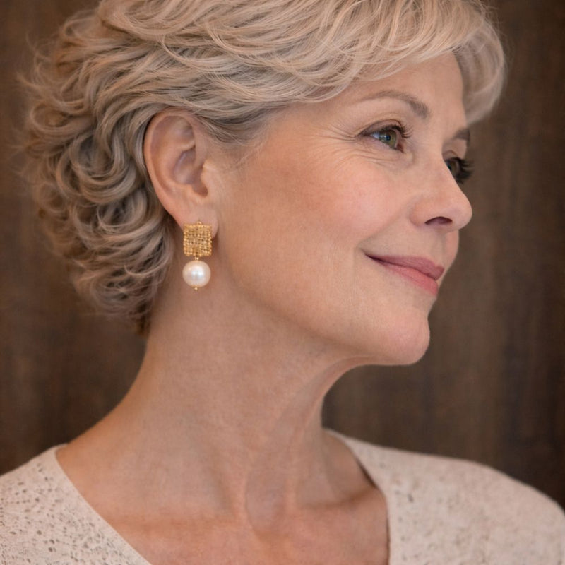 Vintage Golden Threads with Pearls Earrings