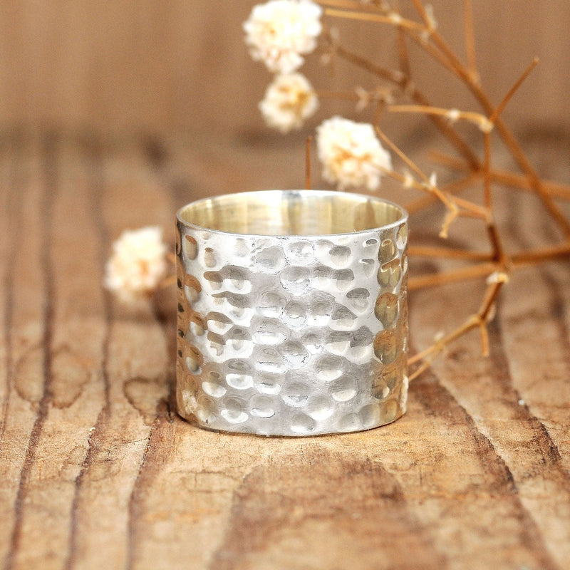 Hammered Wide Band Ring