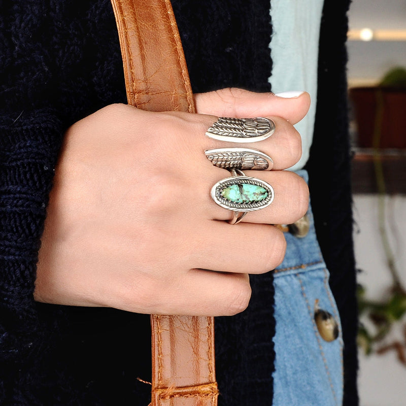 Turquoise Silver Boho Ring