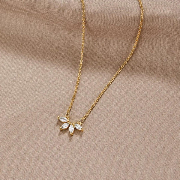 Omelia Sparkling Crystal Leaf Necklace